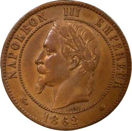 France Napoléon III - 10 Centimes, Tête laurée - 1862 A Paris