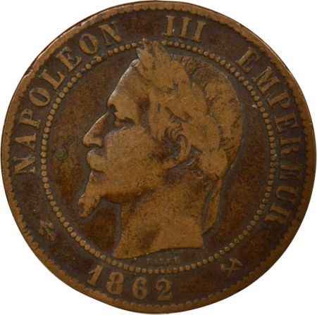 France Napoléon III - 10 Centimes, Tête Laurée - 1862 K Bordeaux