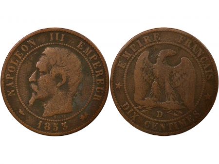 France Napoléon III - 10 Centimes, Tête Nue -1853 D Lyon