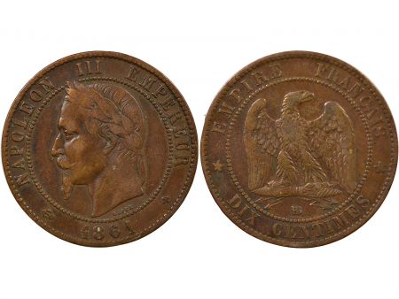 France Napoléon III - 10 Centimes 1861 BB Strasbourg