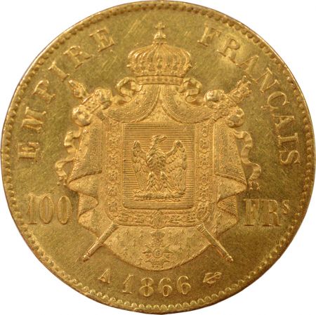 France Napoléon III - 100 Francs Or, Tête laurée - 1866 A Paris