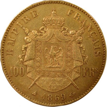 France Napoléon III - 100 Francs Or, Tête laurée - 1869 A Paris