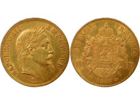 France Napoléon III - 100 Francs Or, Tête laurée - 1869 BB Strasbourg