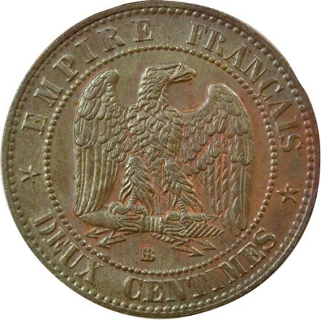 France Napoléon III - 2 Centimes, Tête laurée - 1862 BB Strasbourg