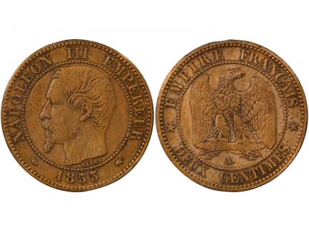 France Napoléon III - 2 Centimes, Tête nue - 1853 A Paris