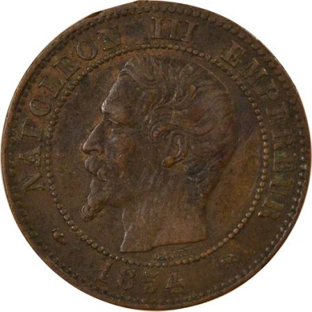 France Napoléon III - 2 Centimes, Tête nue - 1854 B Rouen