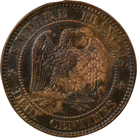 France Napoléon III - 2 Centimes, Tête nue - 1855 K Bordeaux