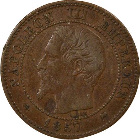 France Napoléon III - 2 Centimes, Tête nue - 1857 D Lyon