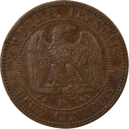 France Napoléon III - 2 Centimes, Tête nue - 1857 D Lyon