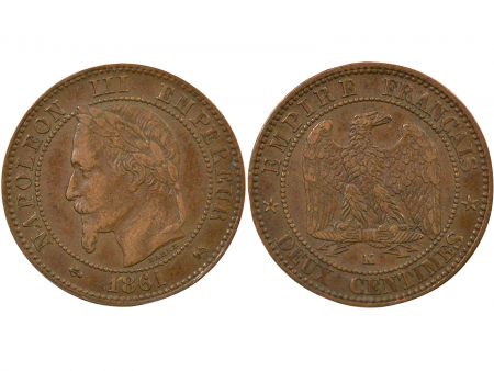 France Napoléon III - 2 Centimes 1861 K Bordeaux