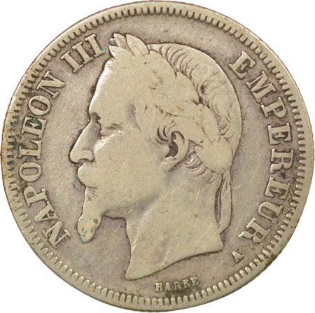 France Napoléon III - 2 Francs Argent, Tête laurée - 1868 A Paris