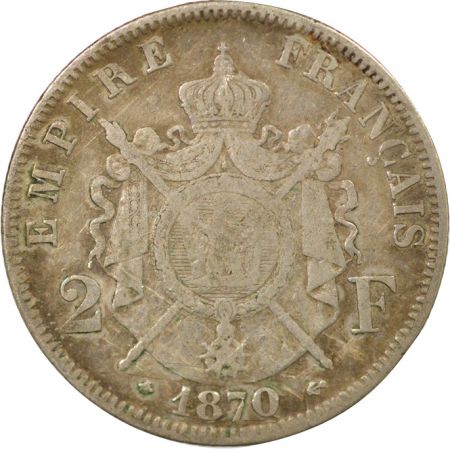 France Napoléon III - 2 Francs Argent, Tête laurée - 1870 A Paris