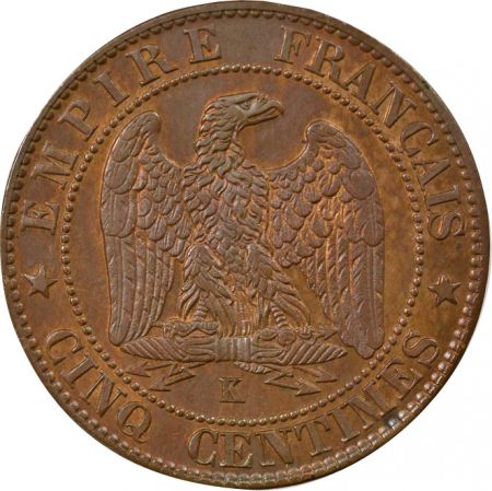 France Napoléon III - 5 Centimes, Tête laurée - 1862 K Bordeaux