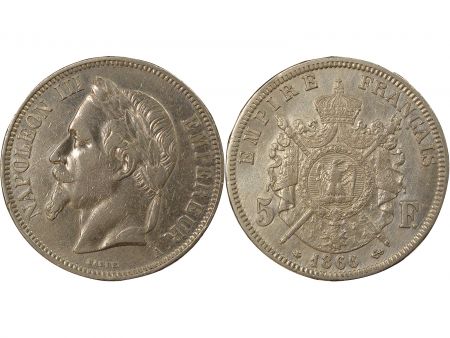 France Napoléon III - 5 Francs Argent, Tête laurée - 1866 A Paris