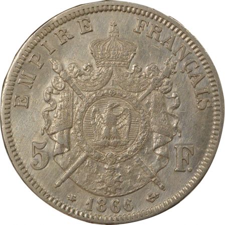 France Napoléon III - 5 Francs Argent, Tête laurée - 1866 A Paris