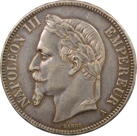 France Napoléon III - 5 Francs Argent, Tête laurée - 1870 A Paris