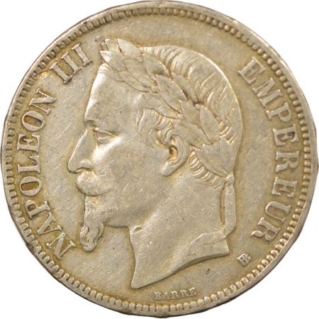 France Napoléon III - 5 Francs Argent, Tête laurée - 1870 BB Strasbourg