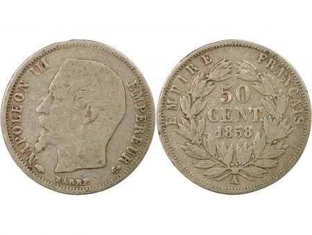 France Napoléon III - 50 Centimes Argent - 1858 A Paris