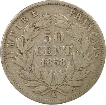 France Napoléon III - 50 Centimes Argent - 1858 A Paris