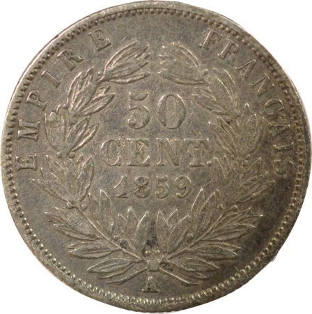 France Napoléon III - 50 Centimes Argent, Tête nue - 1859 A Paris