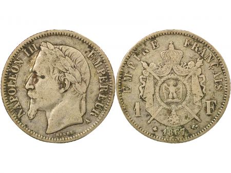 France Napoléon III - Franc Argent, Tête Laurée - 1867 A Paris