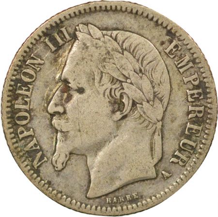 France Napoléon III - Franc Argent, Tête Laurée - 1867 A Paris