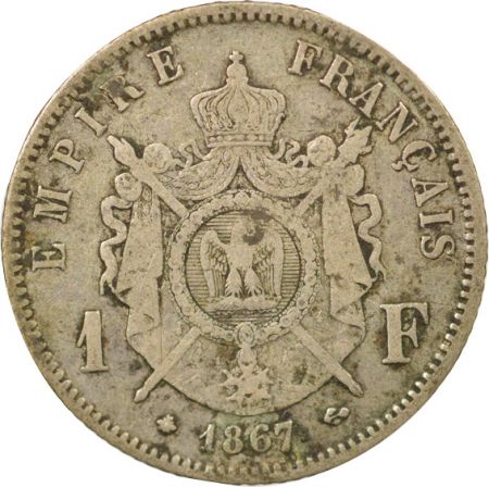 France Napoléon III - Franc Argent, Tête Laurée - 1867 A Paris