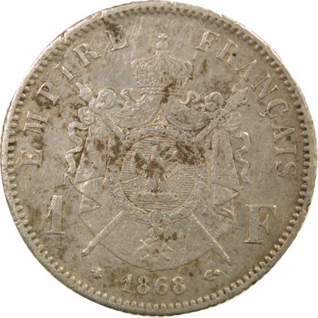 France Napoléon III - Franc Argent, Tête Laurée - 1868 A Paris