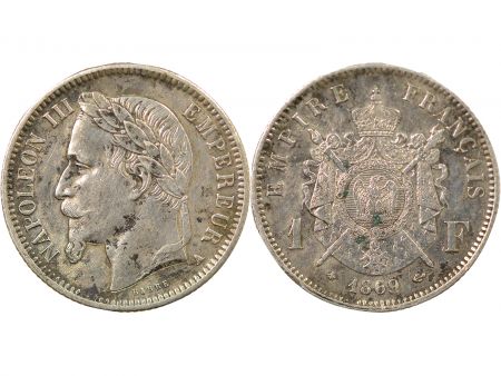 France Napoléon III - Franc Argent, Tête Laurée - 1869 A Paris