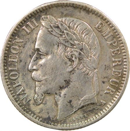 France Napoléon III - Franc Argent, Tête Laurée - 1869 A Paris