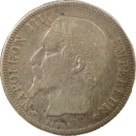 France Napoléon III - Franc Argent, Tête nue - 1860 A Paris