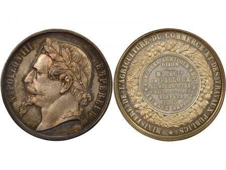 France Napoléon III - Médaille Argent, Concours Agricole, Dijon - 1863