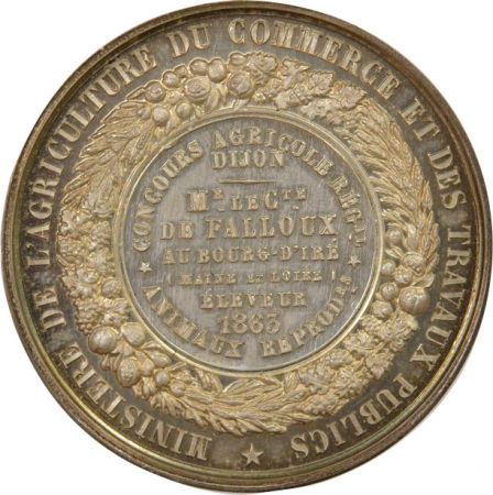 France Napoléon III - Médaille Argent, Concours Agricole, Dijon - 1863