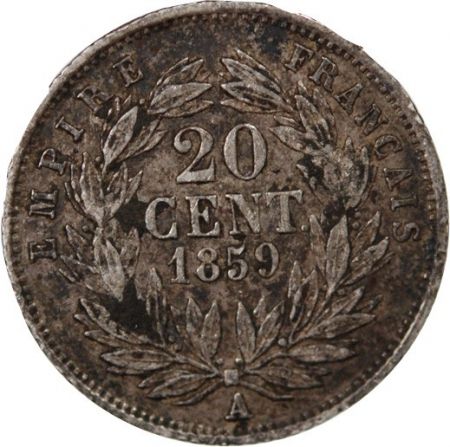 France Napoléon III, Tête Nue - 20 Centimes Argent 1859 A Paris