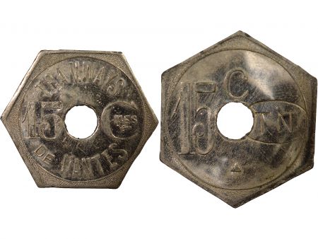 France Nécessite, Tramways de Nantes - 15 Centimes Zinc Nickelé - Composté