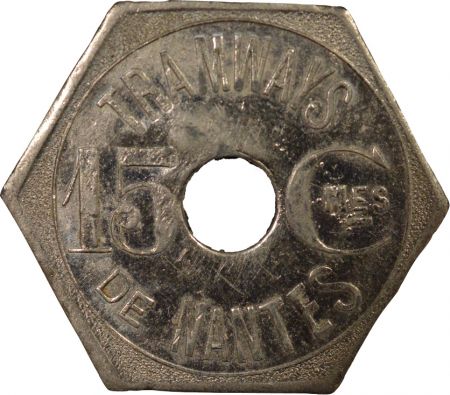 France Nécessite, Tramways de Nantes - 15 Centimes Zinc Nickelé - Composté