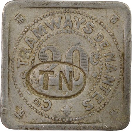 France Nécessite, Tramways de Nantes - 20 Centimes Aluminium - Composté