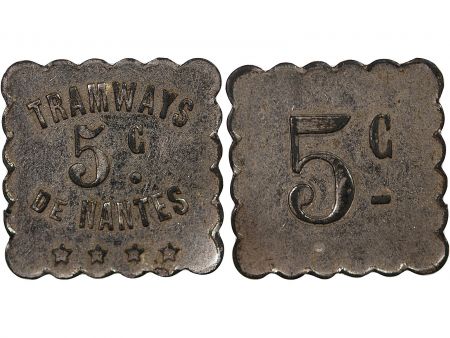 France NECESSITE, TRAMWAYS DE NANTES - 5 CENTIMES ZINC NICKELE - NON COMPOSTE