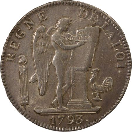 France Six Livres Argent, au Génie - 1793 A Paris,  sans point