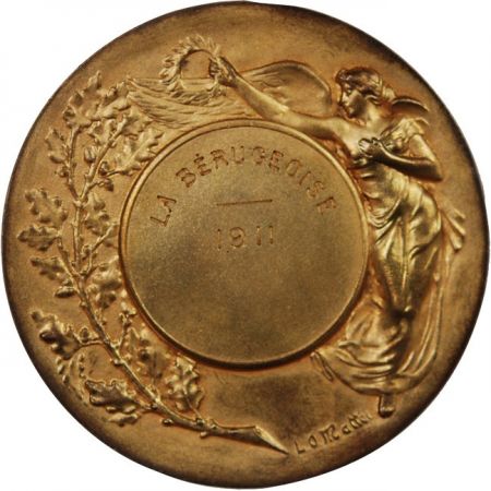 France SOCIÉTÉ DE TIR, LA BERUGEOISE - MEDAILLE ARGENT DORE L. O. MATTEI - 1911