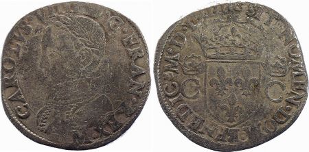 France Teston Charles IX - 1564 M Toulouse - Argent - 2 ème type - B+