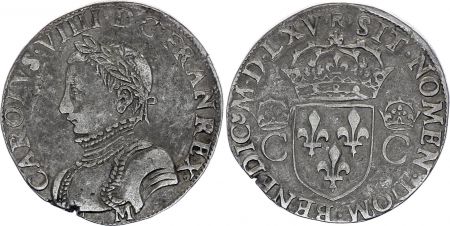 France Teston Charles IX - 1565 M Toulouse - 2 ème type - TTB - Argent