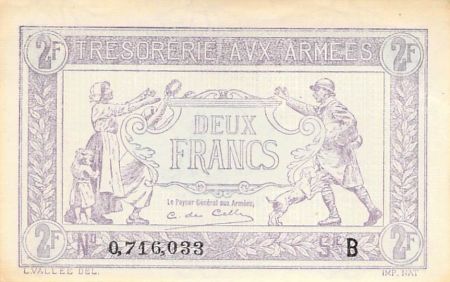 France TRÉSORERIE AUX ARMÉES - 2 FRANCS 1919 SÉRIE B - SUP