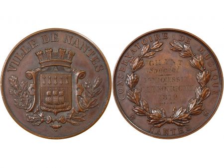 France VILLE DE NANTES  CONSERVATOIRE DE MUSIQUE - MÉDAILLE CUIVRE inscrite en 1879