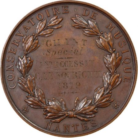 France VILLE DE NANTES  CONSERVATOIRE DE MUSIQUE - MÉDAILLE CUIVRE inscrite en 1879