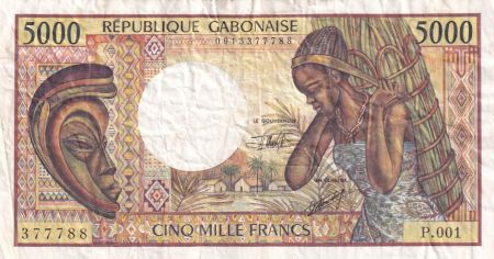 Gabon 5000 Francs masque, jeune femme - 1983-1991 - Série P.001-377788