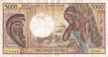 Gabon 5000 Francs masque, jeune femme - 1983-1991 - Série R.001-375446