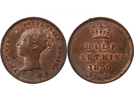 Grande Bretagne ROYAUME UNI, VICTORIA - HALF FARTHING 1839