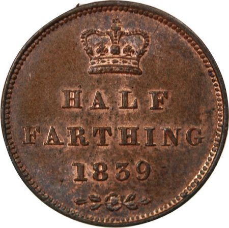 Grande Bretagne ROYAUME UNI, VICTORIA - HALF FARTHING 1839