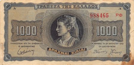 Grèce 1000 Drachmai - Grèce - 21-08-1942